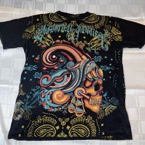 Christian Audigier Black Rhinestone T Shirt 🖤 Size Men’s Large